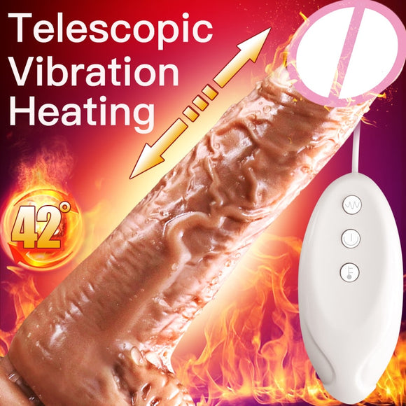 2019New Automatic Telescopic Heating Dildo Vibrator G-spot Massage Huge Realistic Penis Vibrator Sex Toys For Women Sex Products